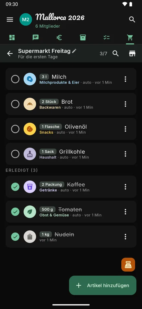 Gemeinsame Einkaufsliste